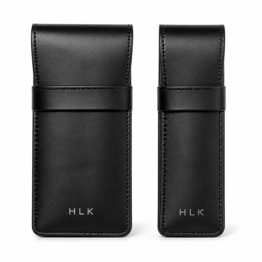 선인장 비건 가죽 플랩 필통 소·대 블랙 HLK 은박 각인
